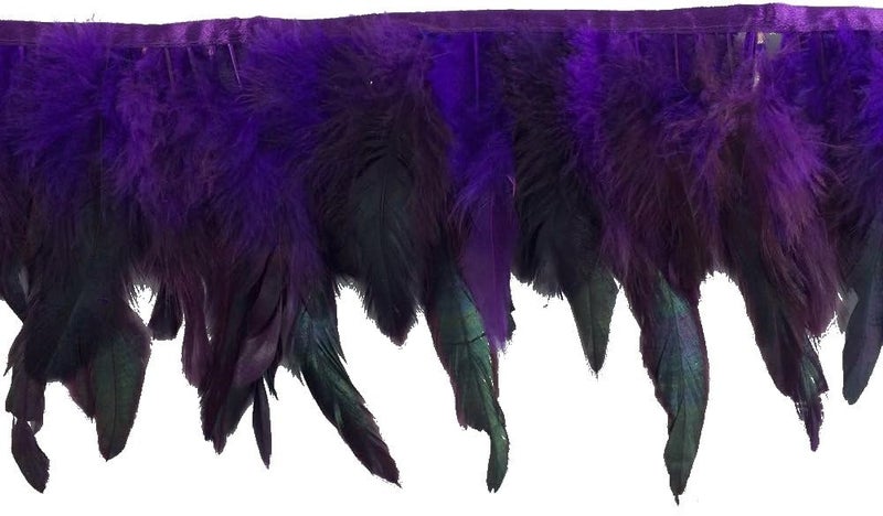 Sowder Rooster Hackle Feather Fringe Trim 5-7" in Width Pack of 5 Yards(Purple) - Image 3